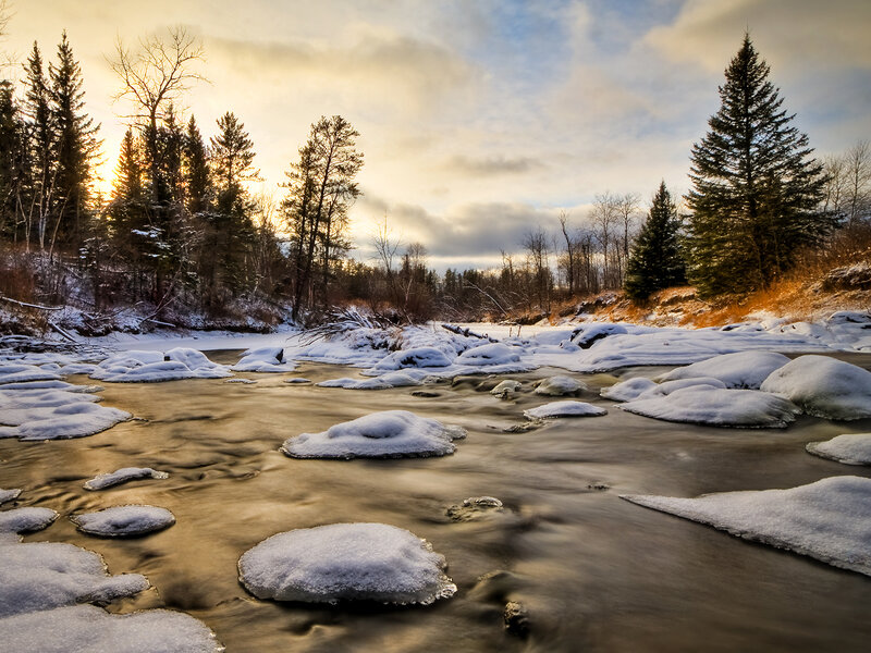 Snow-covered River — Brown