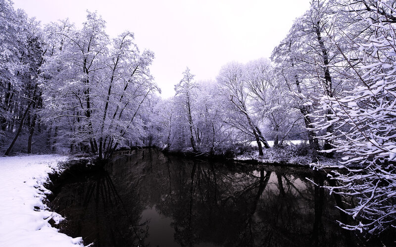 Snow-covered River — Gray