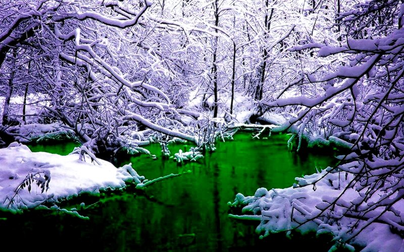 Snow-covered River — Green
