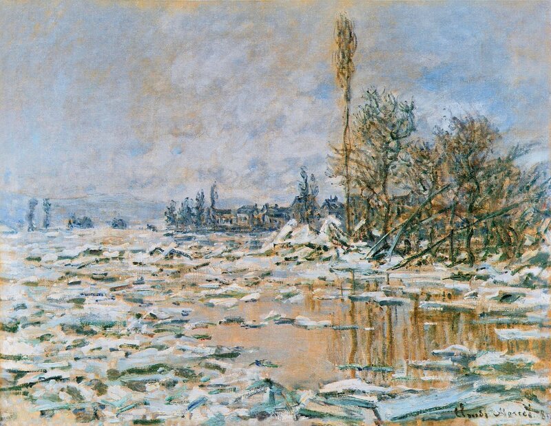 Snow-covered River Landscape — Blue, Calm