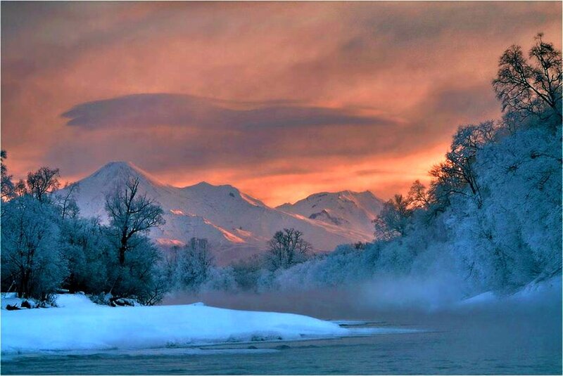 Snow-covered River Landscape — Blue, Dramatic