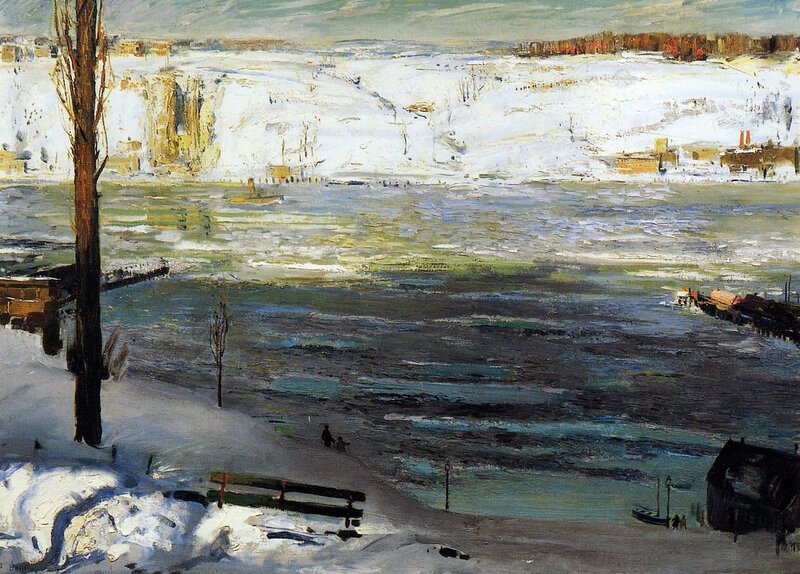 Snow-covered River Landscape — White, Cold