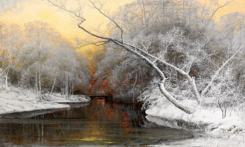 Snow-covered River Landscape — White