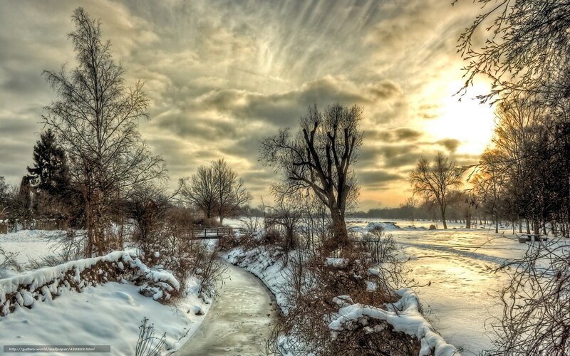 Snow-covered River Path — White, Dramatic
