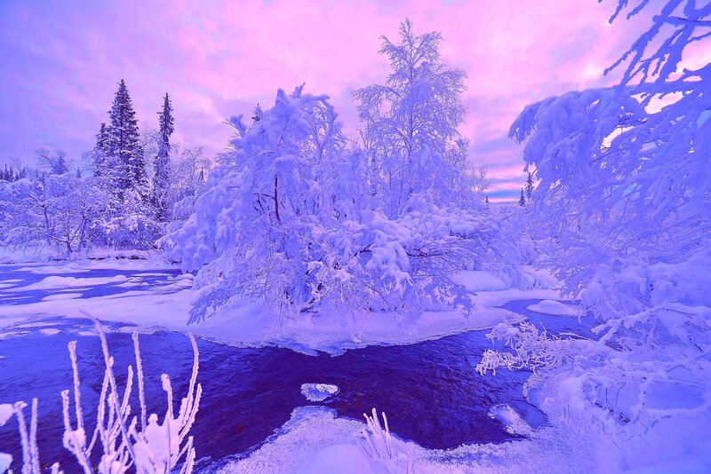 Snow-covered River — Purple, Serene