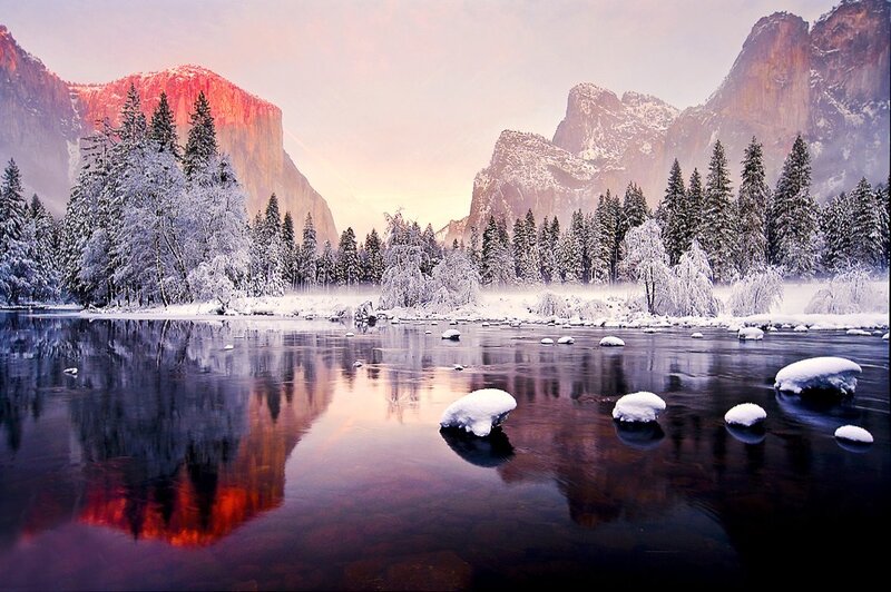 Snow-covered River Reflection