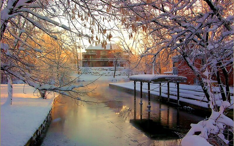Snow-covered River Scene