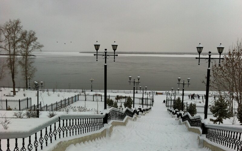 Snow-covered River Steps