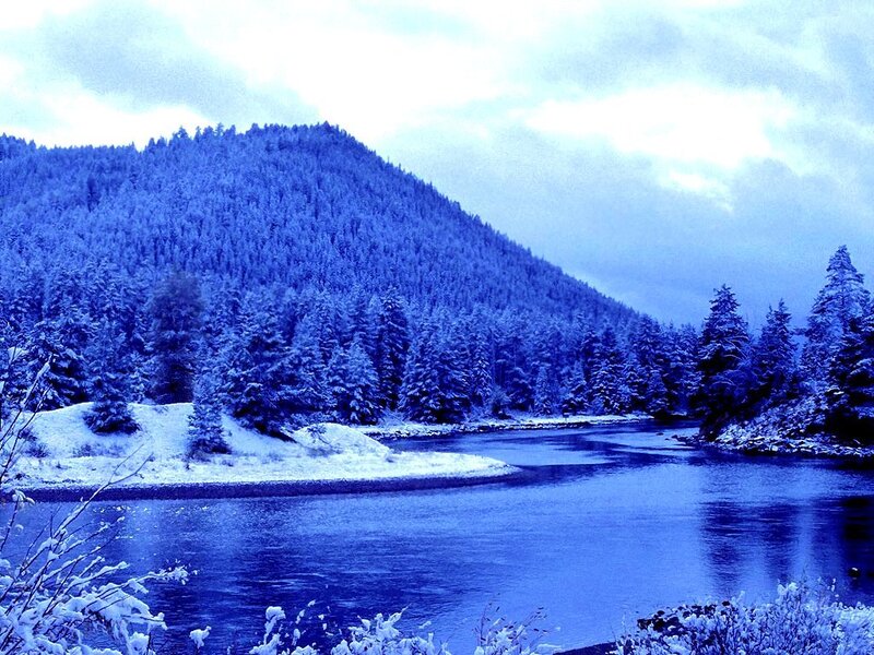 Snow-covered River Valley — Blue, Cold