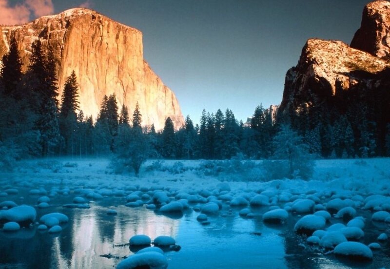 Snow-covered River Valley — Blue