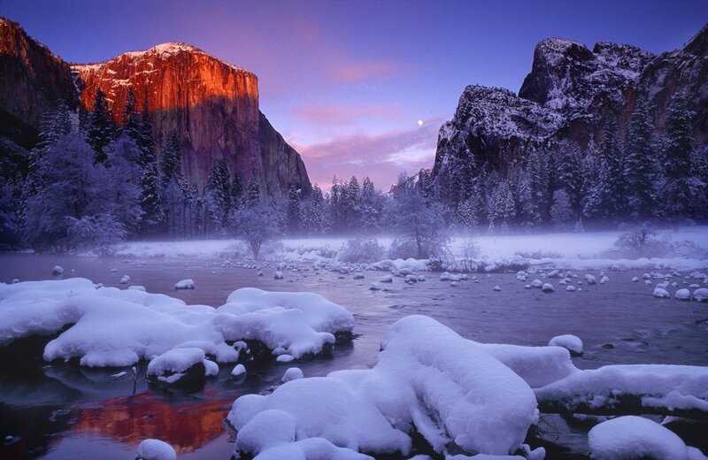 Snow-covered River Valley — Purple