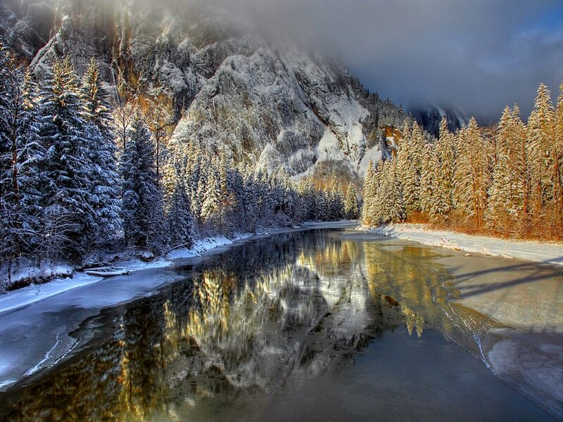 Snow-covered River Valley — White, Serene
