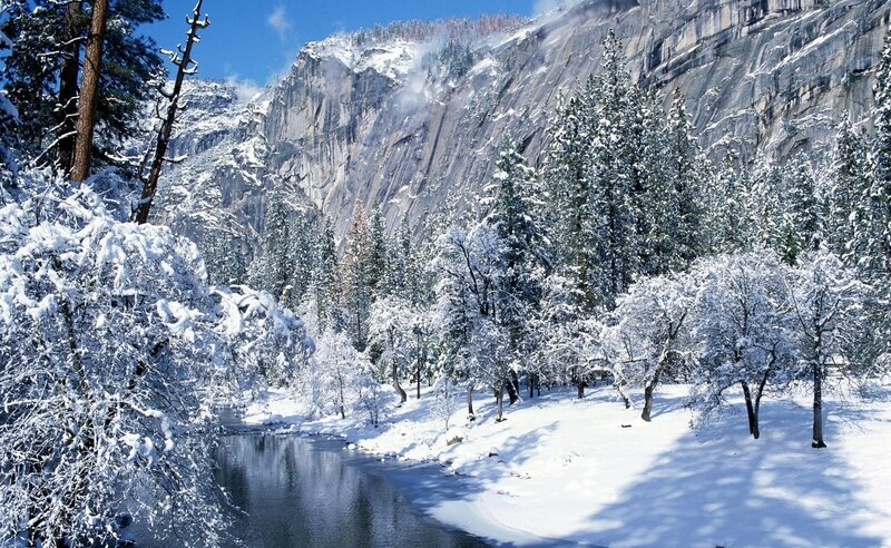 Snow-covered River Valley — White