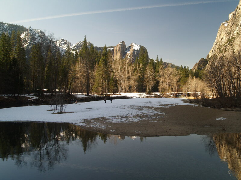 Snow-covered Riverbank — Blue, Serene, Winter