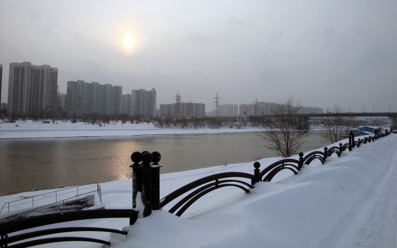 Snow-covered Riverbank — White, Cold