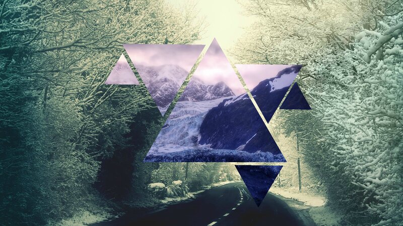 Snow-covered Road and Mountains — Green