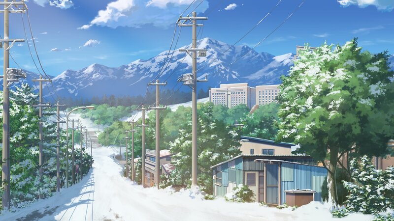 Snow-covered Road and Mountains
