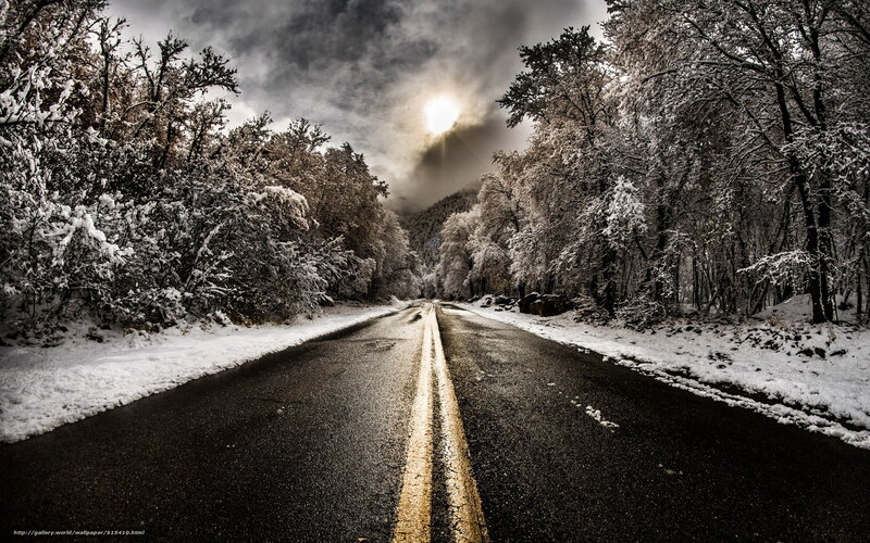 Snow-covered Road — Black, Dramatic, Winter