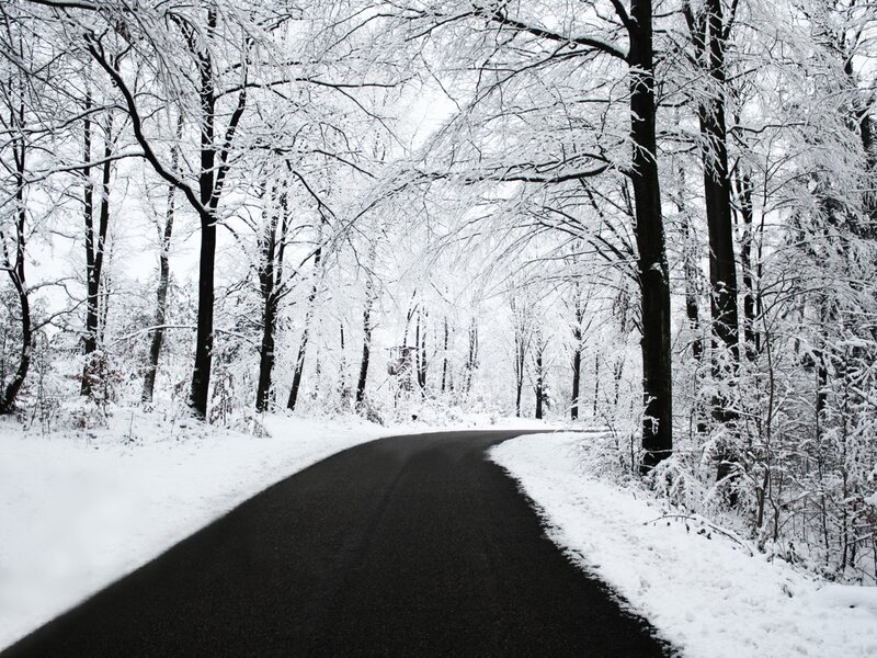 Snow-covered Road — Black, Serene, Winter, Photograph