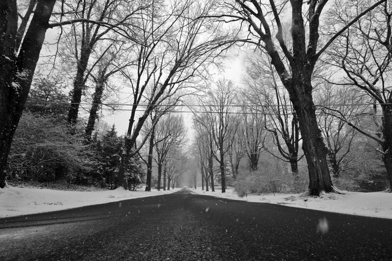 Snow-covered Road — Black, Serene, Winter