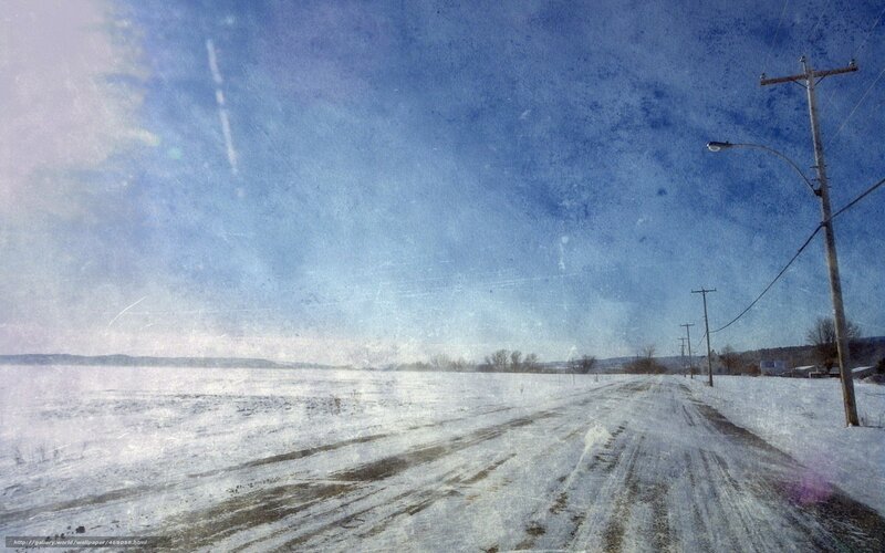 Snow-covered Road — Blue, Cold, Winter, Photograph, Power Lines