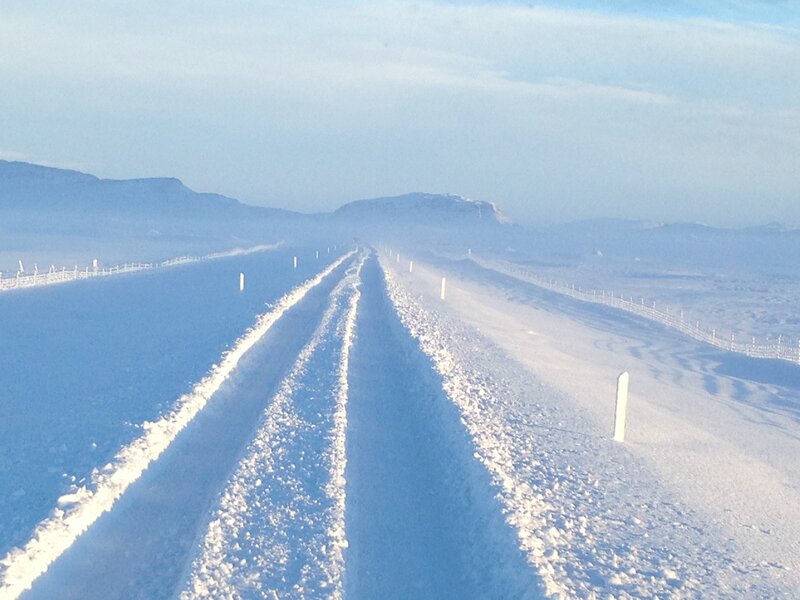 Snow-covered Road — Blue, Cold, Winter, Photograph