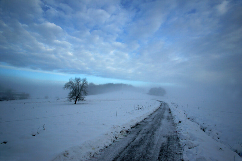 Snow-covered Road — Blue, Cold, Winter