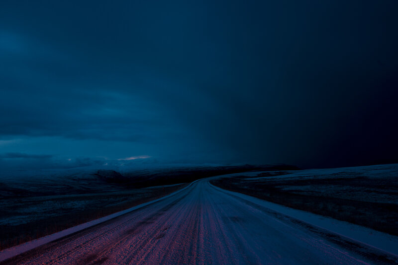 Snow-covered Road — Blue, Dramatic, Night