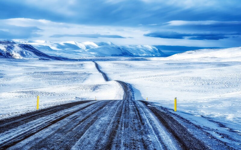 Snow-covered Road — Blue, Dramatic, Winter