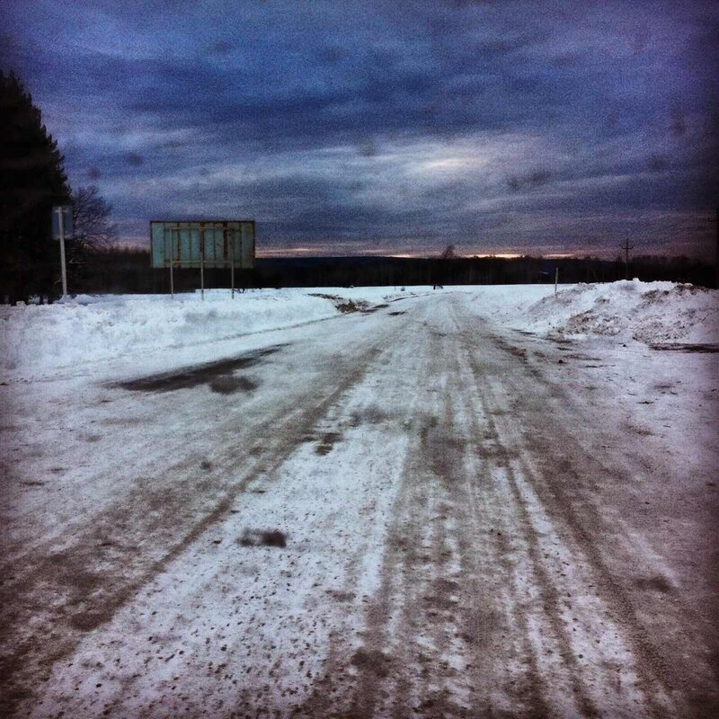 Snow-covered Road — Blue, Dreary