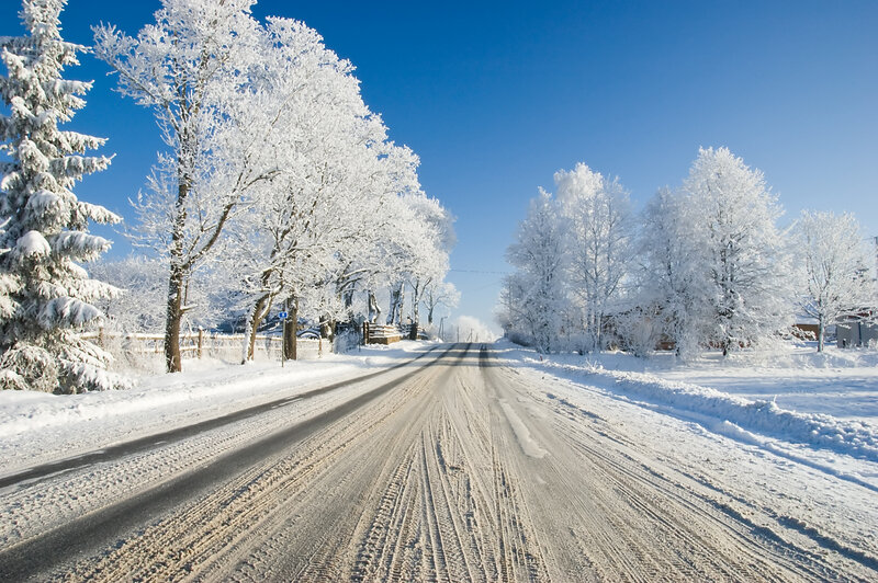 Snow-covered Road — Blue