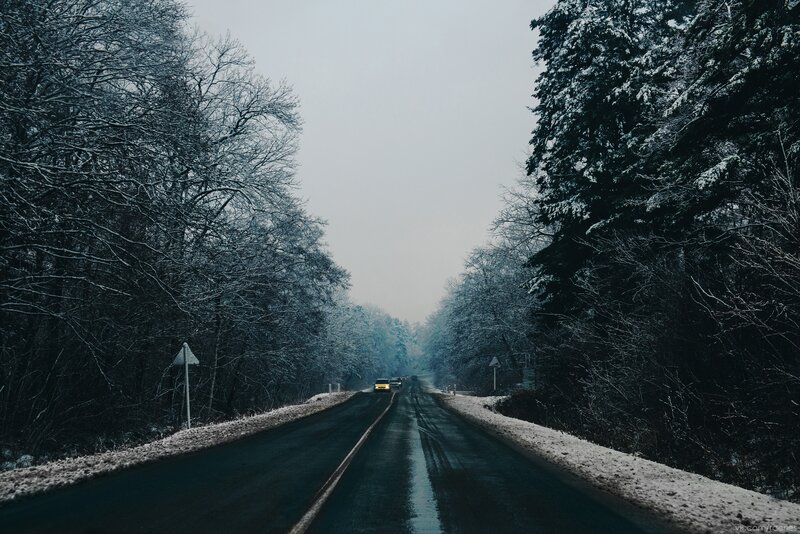 Snow-covered Road — Gray