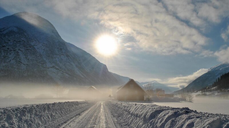 Snow-covered Road in Mountains — White