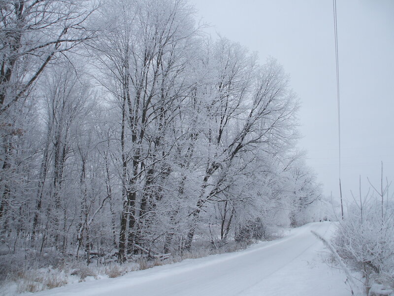 Snow-covered road in winter
