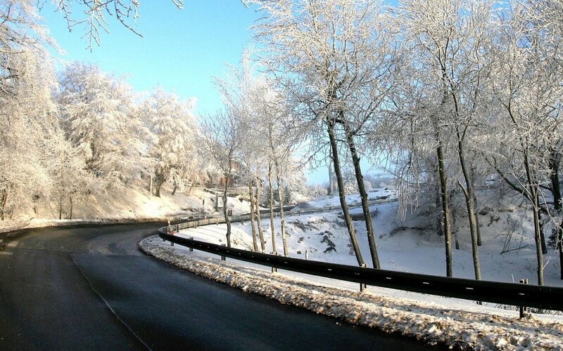 Snow-covered road in winter