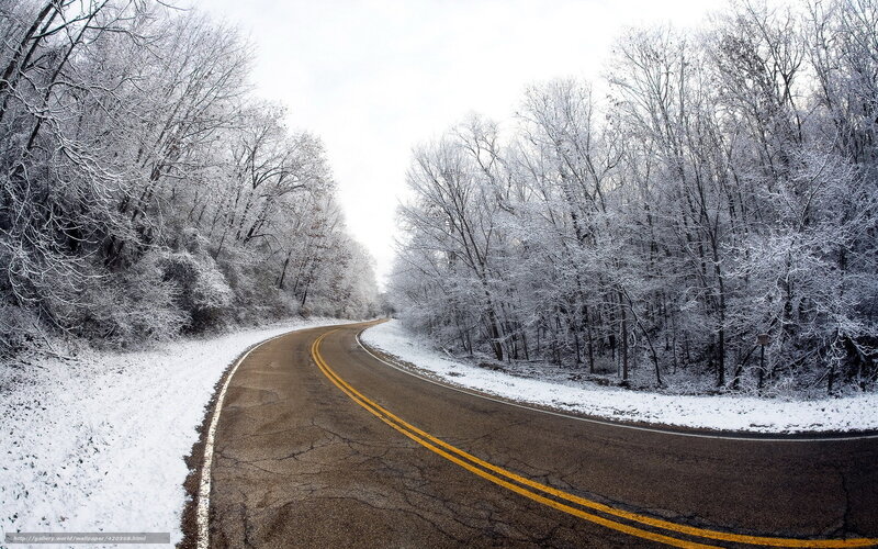 snow-covered road in winter