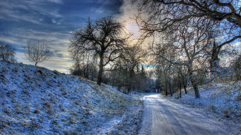 Snow-covered Road in Winter — Blue, Dramatic