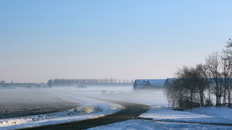 Snow-covered Road in Winter — Blue, Serene