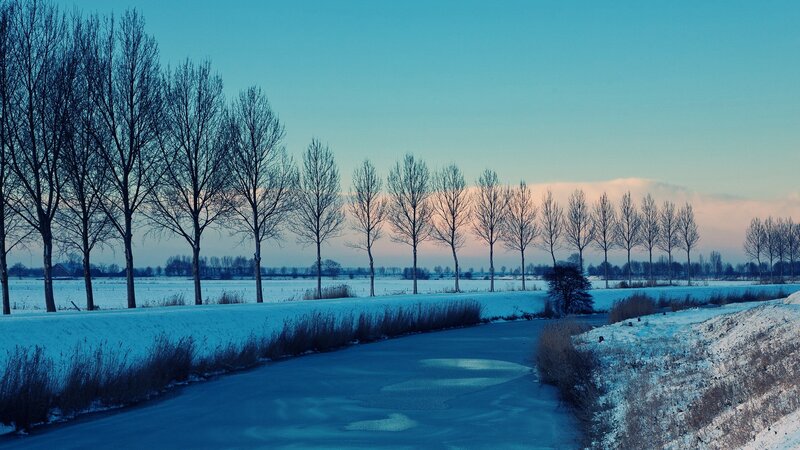 Snow-covered Road in Winter — Blue