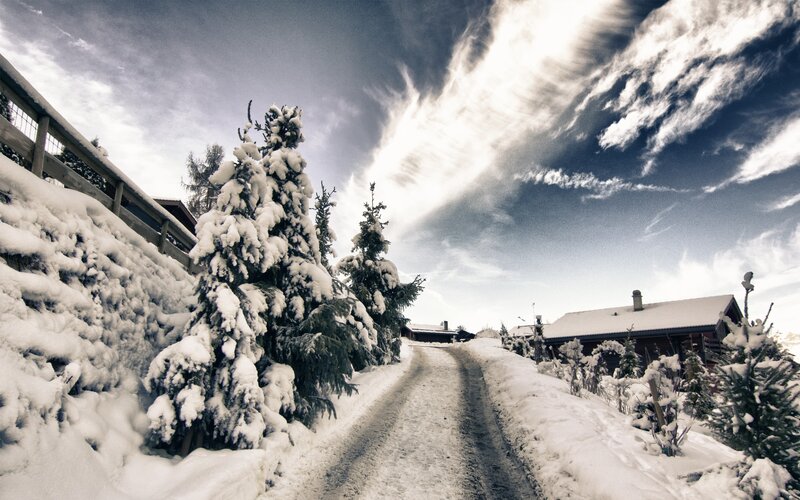 Snow-covered Road in Winter — White, Dramatic