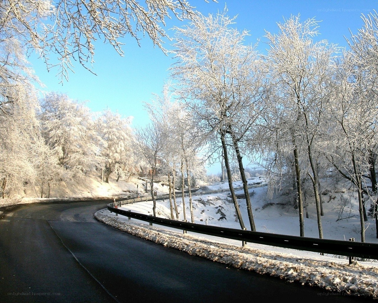 Snow-covered road in winter