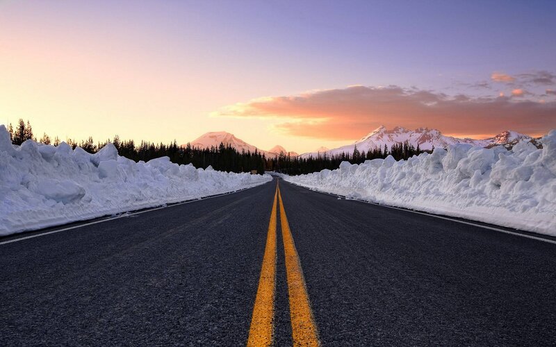 Snow-covered Road — Purple, Serene