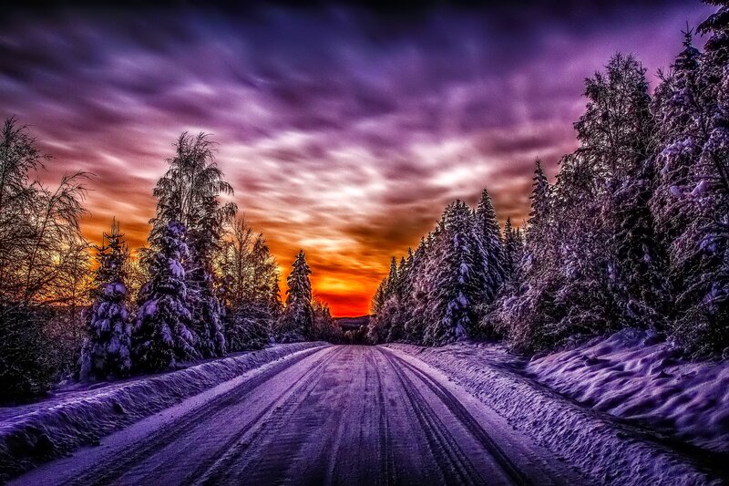 Snow-covered Road — Purple