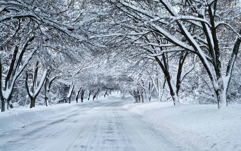 Snow-covered Road — Serene, Winter