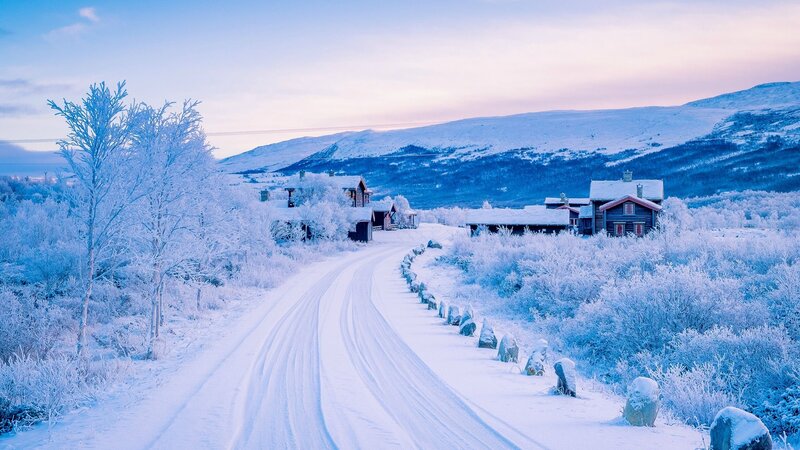 Snow-covered Road Village