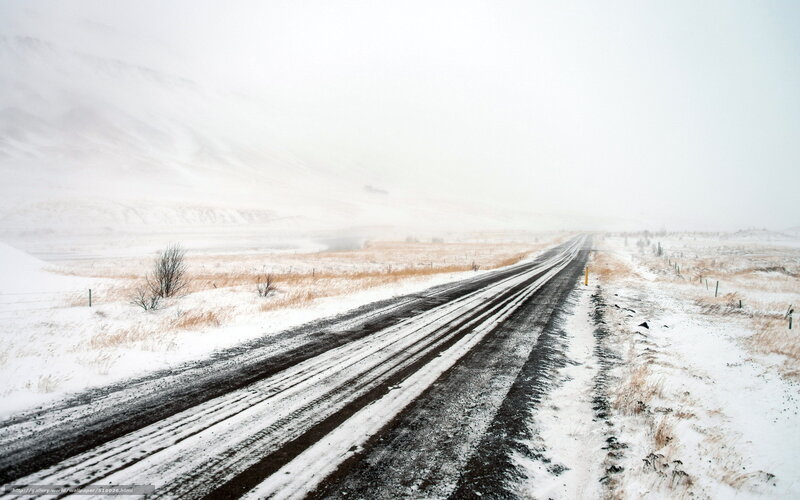 Snow-covered Road — White, Cold, Winter, Photograph, Snow
