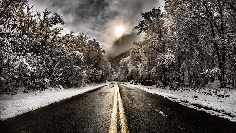 Snow-covered Road — White, Dramatic, Winter