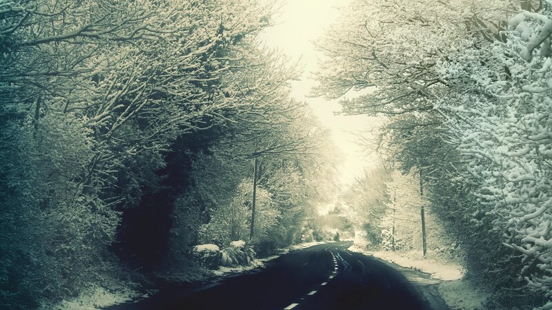 Snow-covered Road — White, Gray