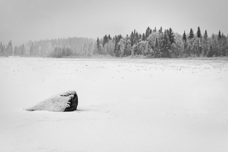 Snow-covered Rock — Black