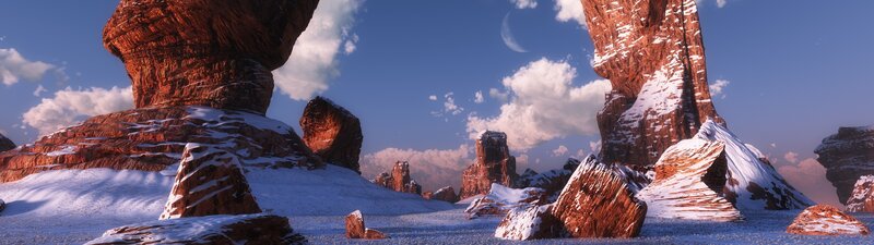 Snow-covered Rock Formations — Blue, Serene